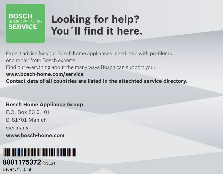 BOSCH GSN58AW41 Freestanding Upright 360L Freezer Instruction Manual - Thank You Page