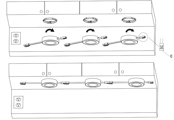 HOME DEPOT 22333NKIT WH 3 Light LED AC Puck Light Kit - Installation Option 3