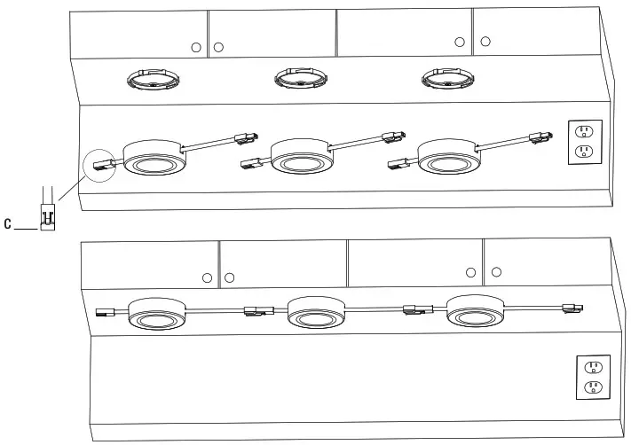 HOME DEPOT 22333NKIT WH 3 Light LED AC Puck Light Kit - Installation Option 8