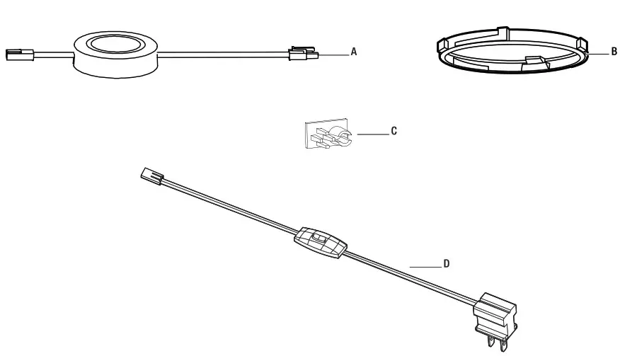 HOME DEPOT 22333NKIT WH 3 Light LED AC Puck Light Kit - Package contents