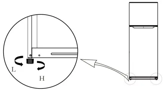 Midea MDRT645MTF46 Refrigerator Top Freezer - Leveling feet