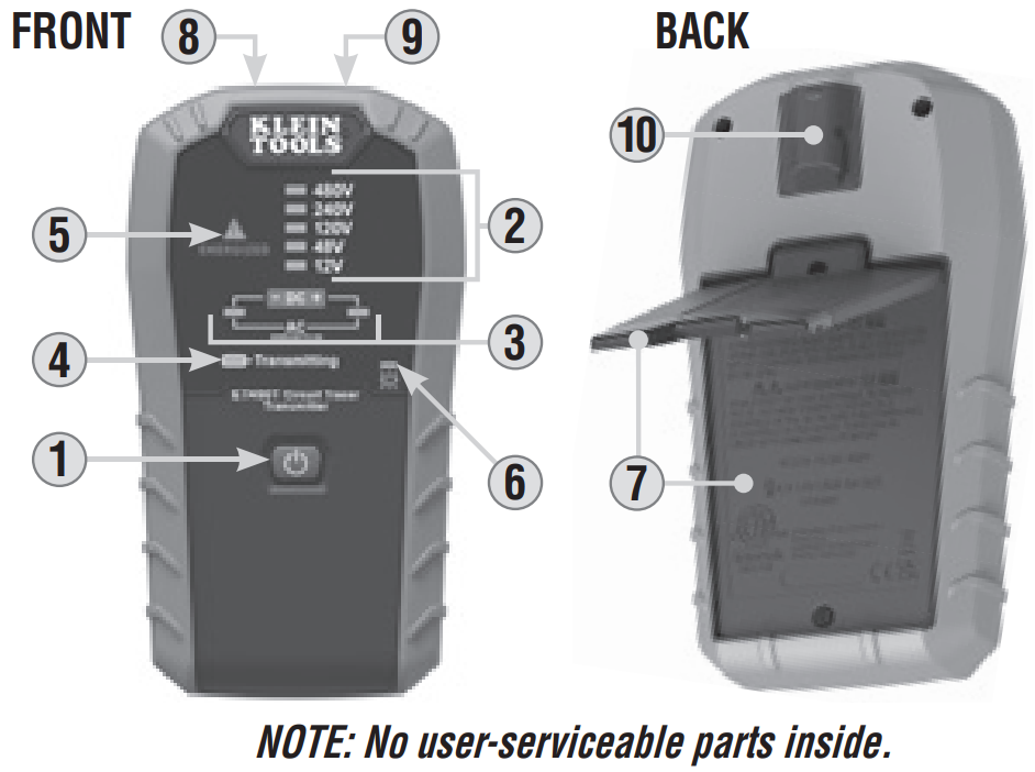 KLEIN TOOLS ET450 Advanced Circuit Tracer Kit - serviceable parts inside
