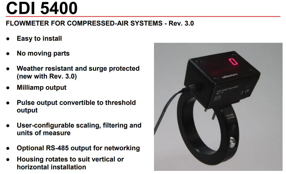 JETEC CDI 5400 Flowmeter for Compressed-Air Systems Instructions