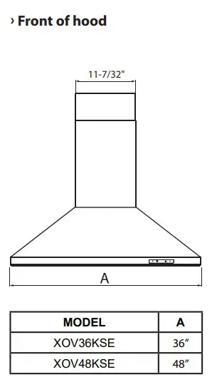 XOV36KSE XOV Series 36 Inch Wall Mount Ducted Hood - fig 12