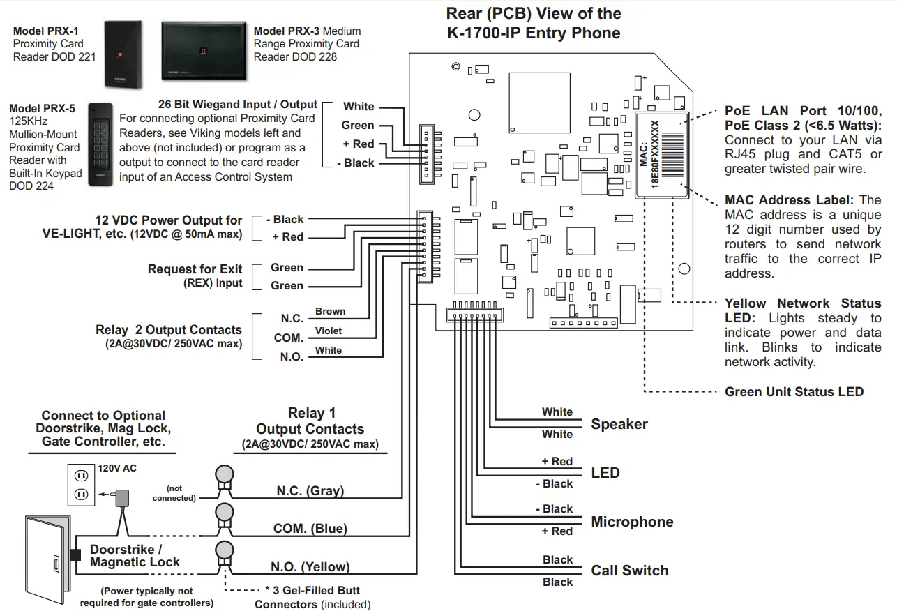 VIKING ELECTRONICS K-1700-IP Bronze VoIP Entry Phone with Keypad - fig 2