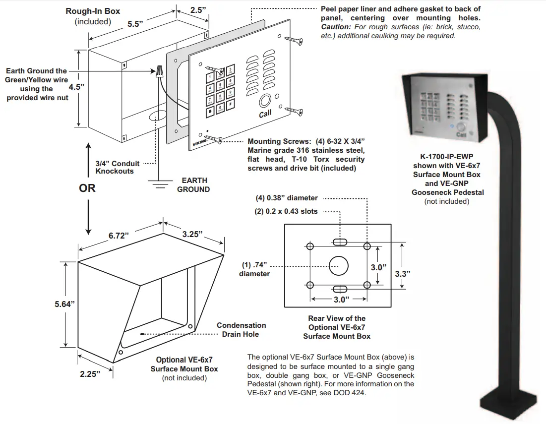VIKING ELECTRONICS K-1700-IP Bronze VoIP Entry Phone with Keypad - fig 3
