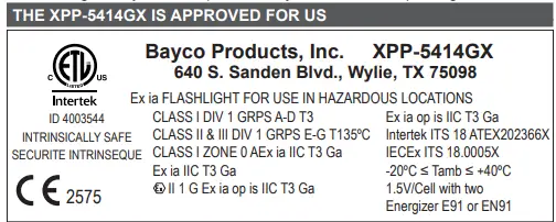 NIGHTSTICK XPP-5414GX-K01 Intrinsically Safe Flashlights-fig3