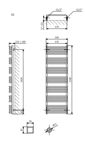 TERMA 2688679 Alex Heated Towel Rail-1