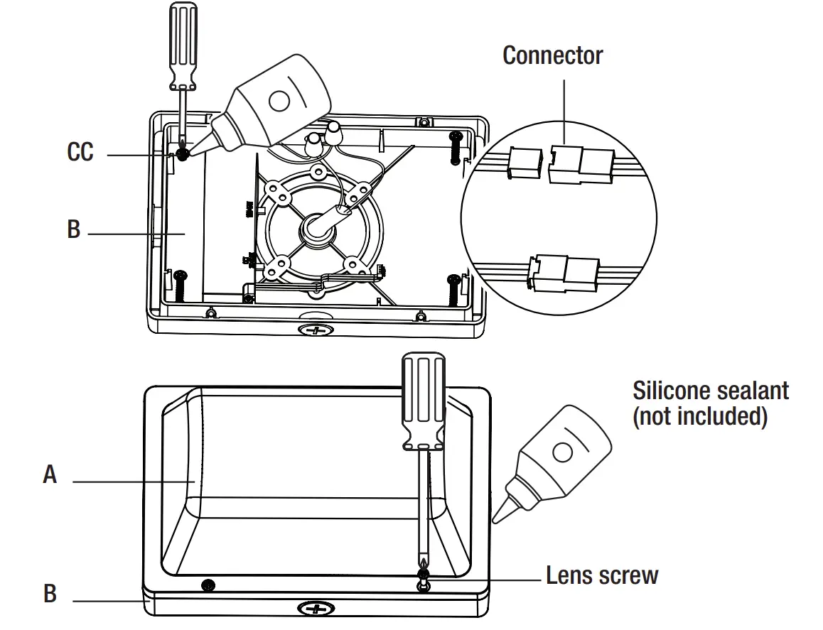 504091120 9 Inch Rectangular Marine Bulkhead with Color Preference Installation illustration