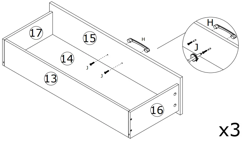FUFU GAGA LJY-KF200067-02 3-Drawer Dresser White 3-Drawer Accent Chest-fig23