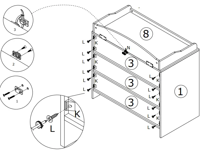 FUFU GAGA LJY-KF200067-02 3-Drawer Dresser White 3-Drawer Accent Chest-fig27