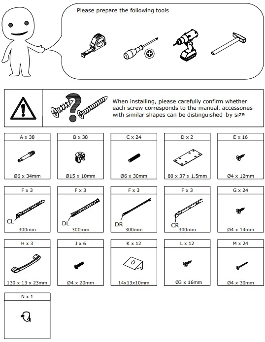 FUFU GAGA LJY-KF200067-02 3-Drawer Dresser White 3-Drawer Accent Chest-fig3