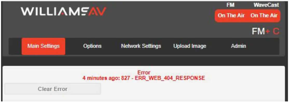 WILLIAMSAV WaveCAST C Assistive Listening System - Error Alert