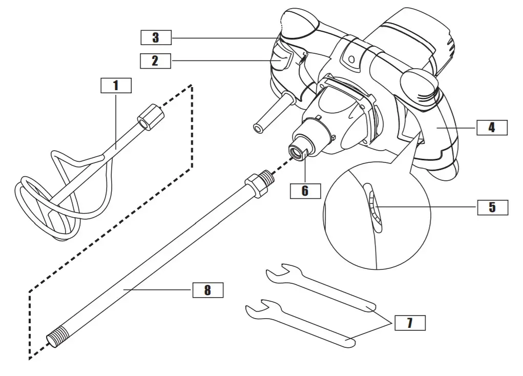 Wickes PDN122 Corded Paddle Mixer-COMPONENT LIST