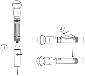 SHURE Handheld Transmitter ADX2FD - Battery Installation