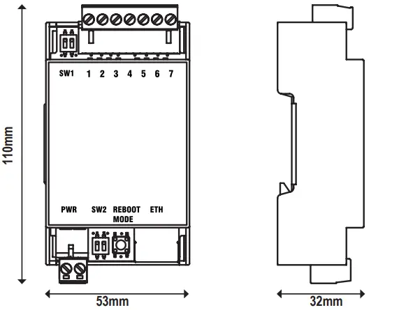 SENECA R KEY LT Compact Industrial ModBUS Gateway - MODULE LAYOUT