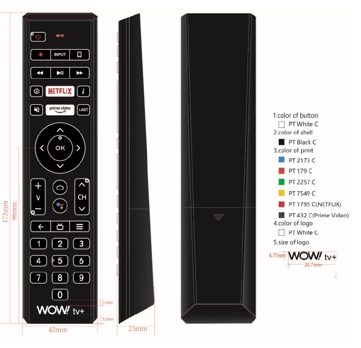 WOW 2AW68-SDMB047 Remote Control product