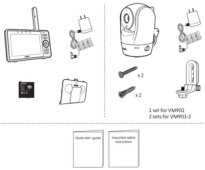 vtech VM902 Wi Fi 1080p Pan and Tilt Vedio Monitor - What is in the Box