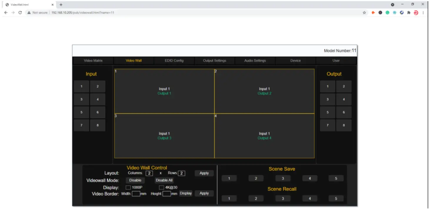 4K2K 4x4 and 8x8 HDMI Matrix Switcher with VW seamless switch and EDID Matrix Switcher control