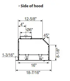 XOI33SC XOI Series 33 Inch Custom Hood Insert - Side of hood