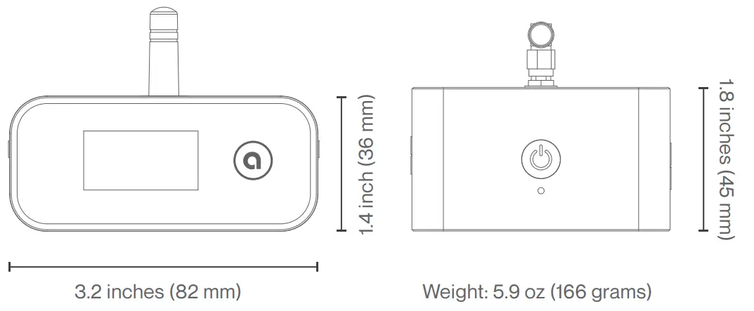 auris bluMe Duo HiFi Bluetooth Music Transmitter and Receiver - Dimensions