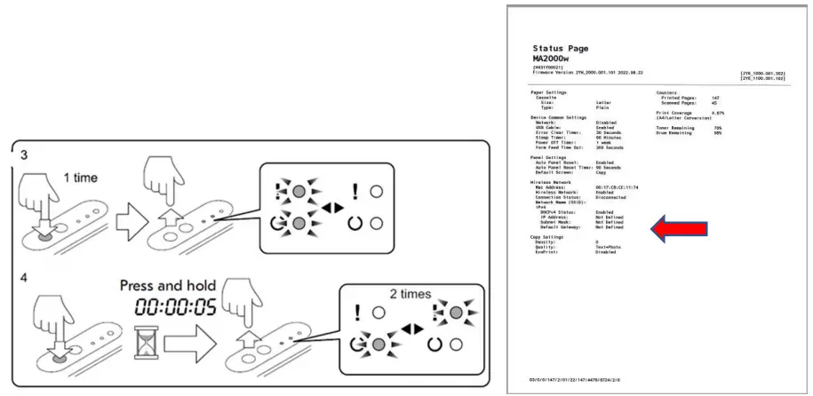 KYOCERA PA2000w MAC WPS Setup - Status page