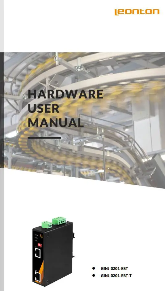 Leonton GINJ-0201-EBT, GINJ-0201-EBT-T Industrial Gigabit PoE++ Injector User Manual