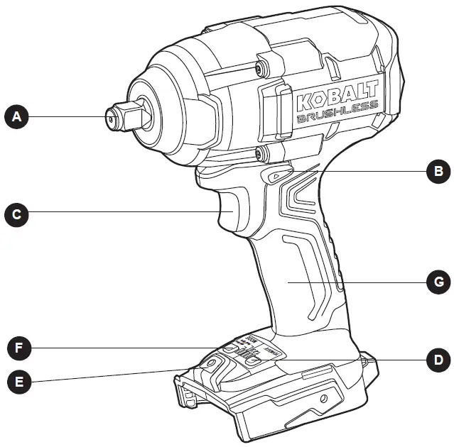 KOBALT KIW 124B-03 4913881 1 2 Inch Brushless Impact Wrench 01