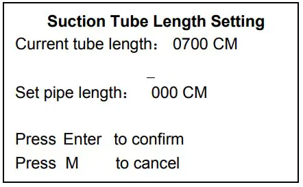 Suction Tube Length Setting