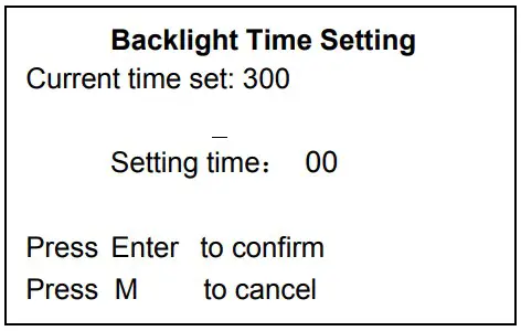 Backlight Time Setting