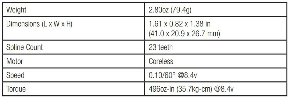 SPEKTRUM SPMSS6285 High Torque HV MG Race Instruction Manual - Age Recommendation