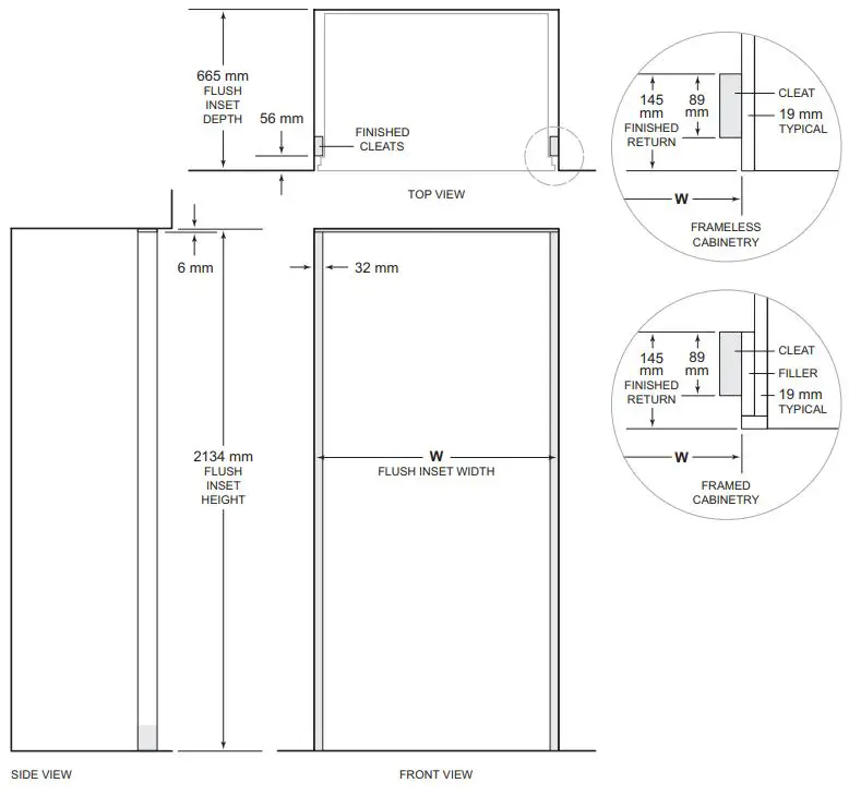 ICBCL4850SID Sub-Zero 91CM Classic French Door Refrigerator Freezer Installation Guide - FLUSH INSET INSTALLATION