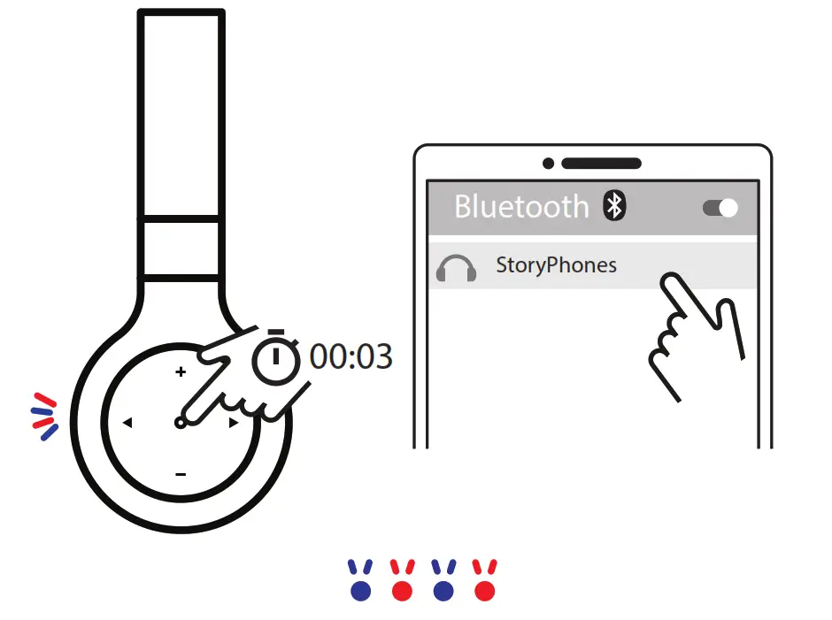 STORYPHONES Storytelling Headphones for Kids - Bluetooth Pairing Mode