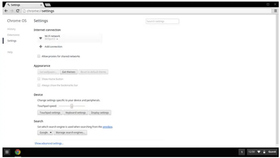 DELL 7410 Chromebook Laptop - settings