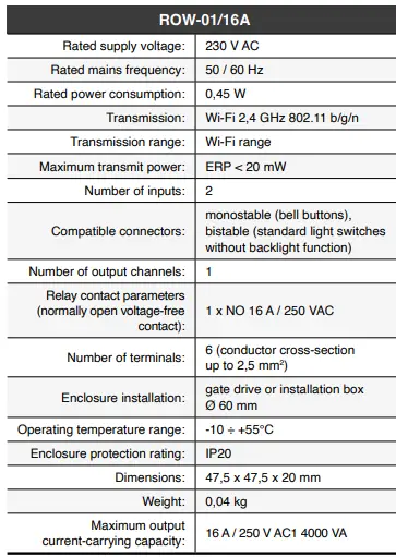 Zamel-supla-ROW-01-16A-Flush-Mounted-1-Channel-Wi-Fi-receiver-FIG-1