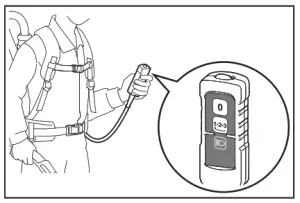 makita DVC261 Cordless Backpack Vacuum Cleaner - Press button