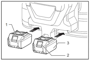 makita DVC261 Cordless Backpack Vacuum Cleaner - Red indicator
