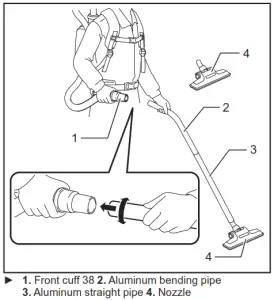 makita DVC261 Cordless Backpack Vacuum Cleaner - aluminum bending pipe