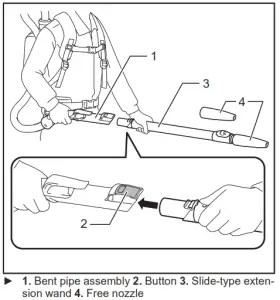 makita DVC261 Cordless Backpack Vacuum Cleaner - pressing the button.