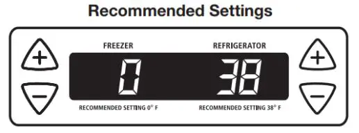 Whirlpool French Door Bottom Refrigerator User Guide - Recommended Settings