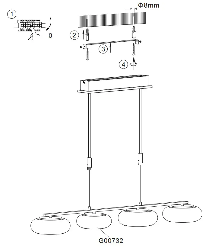 Paul Neuhaus 2079 55 LED Suspension Lamp - fitting