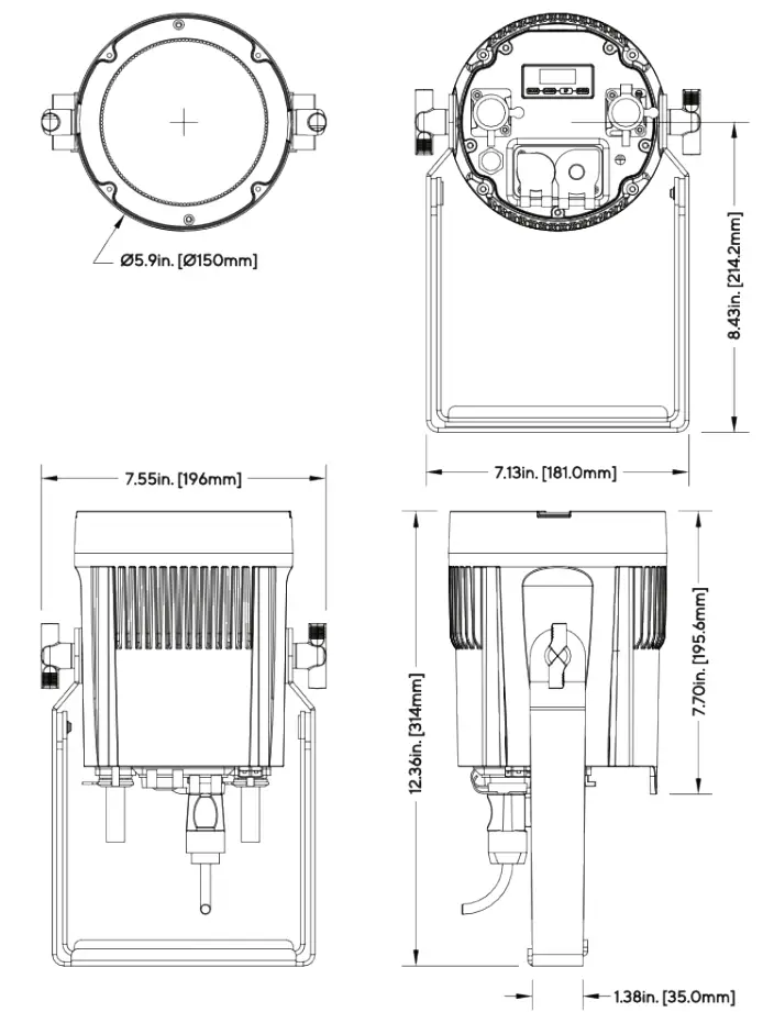 MAGMATIC PRISMA PAR 50 IP65 UV LED Wash User Manual - DIMENSIONAL DRAWINGS