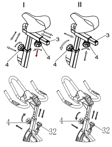 SUNNY Health Fitness SF B1877 Magnetic Belt Drive Indoor Cycling Bike - ADJUSTING THE HEIGHT