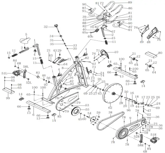 SUNNY Health Fitness SF B1877 Magnetic Belt Drive Indoor Cycling Bike - EXPLODED DIAGRAM