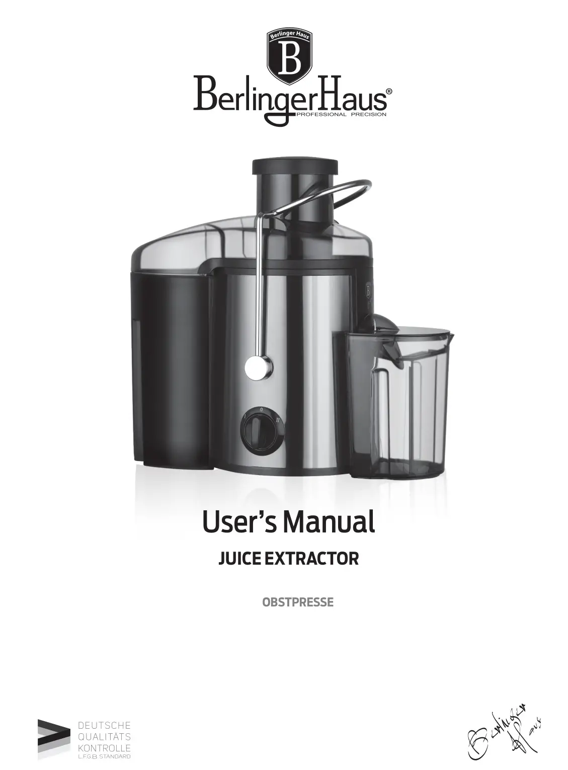 BerlingerHaus BH9074 JUICE EXTRACTOR User Manual