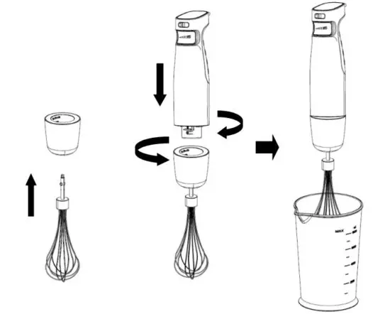 iCucina HB2239 400-Watt- 4-In-1 Hand Blender Mixer - WHISK