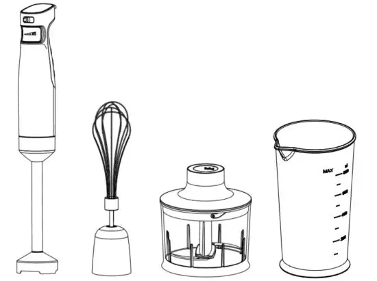 iCucina HB2239 400-Watt- 4-In-1 Hand Blender Mixer - parts