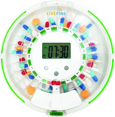 LIVE FINE LVFPDBTC Bluetooth Automatic Pill Dispenser - Cover