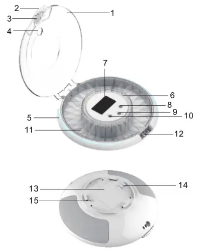 LIVE FINE LVFPDBTC Bluetooth Automatic Pill Dispenser - Parts and Controls 1