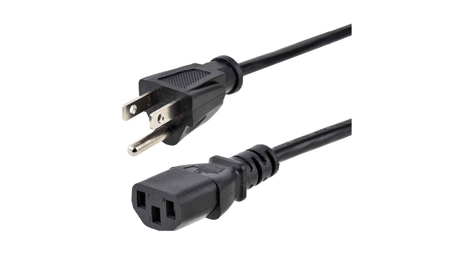 Startech.com 10ft (3m) Computer Power Cord, Nema 5-15p To C13, 10a 125v, 18awg, Black Replacement Ac Power-complete Features/instruction Guide